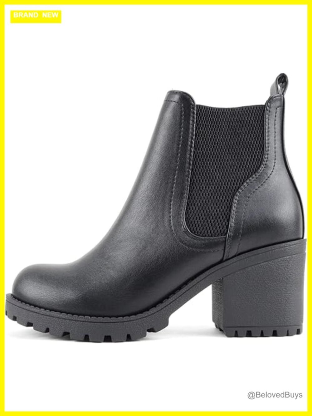 Lug Sole Mid Heel Chelsea Ankle Boot w/ Double Elastic Gore
